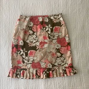 LOFT Cotton Pink Floral Pencil Skirt Size 6